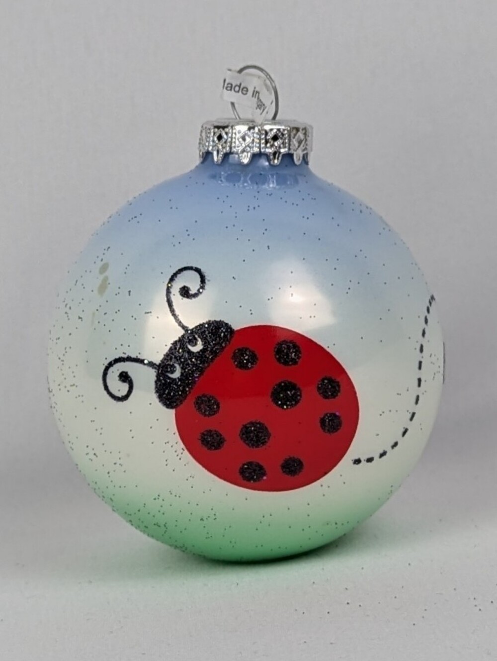 Ladybug Holiday Christmas Ornament Bronner's Glass Glitter Embellished - Picture 5 of 10